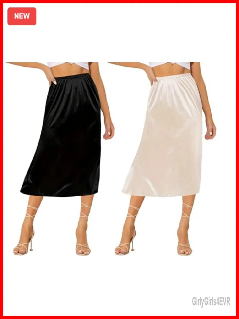 2 Pack Half Slips for Under Dress Satin Nylon Underskirt